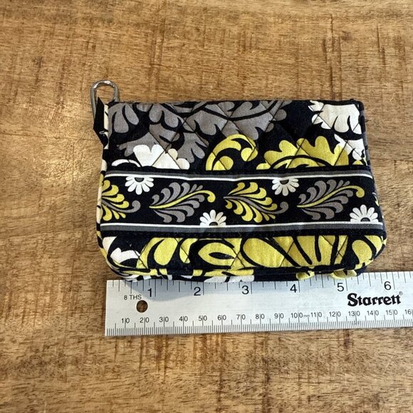 Vera Bradley Turnlock Wallet Baroque Floral Pattern Black Yellow Gray - Picture 10 of 12
